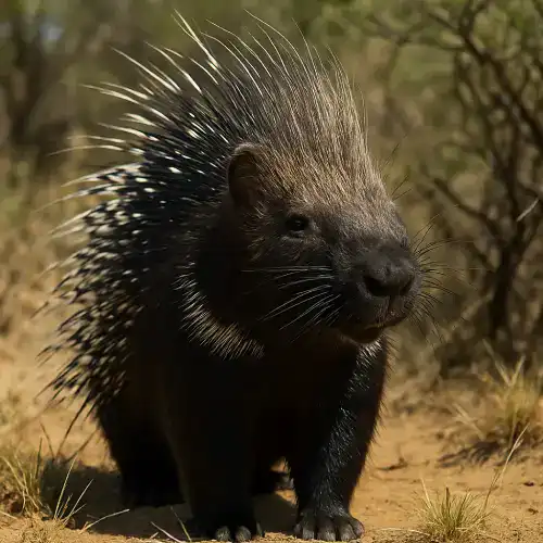 Cape porcupine with raised quills